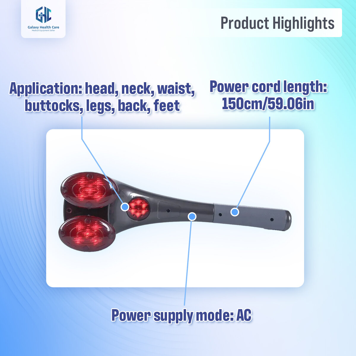 Picture of Electric Neck Hammer Dual-Head Vertebra Roller Back Hot Compress Massage Stick Portable Shoulder Cervical Spine Massage - Int: One size