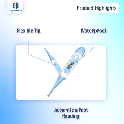 Picture of Digital Body Thermometer, Flexible Tip Accurate Baby Oral, Rectal, Underarm Thermometer Waterproof Basal Thermometer - Int: One size