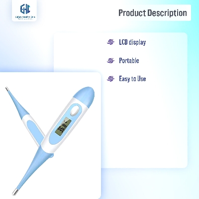 Picture of Digital Body Thermometer, Flexible Tip Accurate Baby Oral, Rectal, Underarm Thermometer Waterproof Basal Thermometer - Int: One size