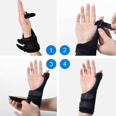 Picture of Thumb Splint & Wrist Brace – Both Wrist Splint and Thumb Splint to Support Sprains, Tendinosis, Tenosynovitis, Fractures or Trigger Thumb, Hand Brace for Carpal Tunnel - Black - Int: One size