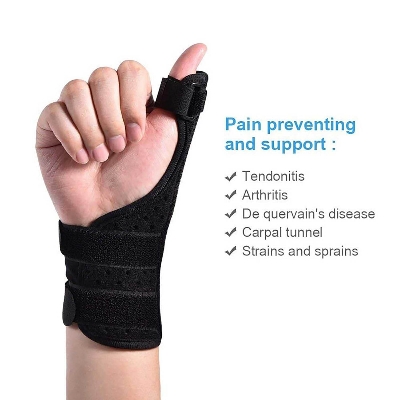 Picture of Thumb Splint & Wrist Brace – Both Wrist Splint and Thumb Splint to Support Sprains, Tendinosis, Tenosynovitis, Fractures or Trigger Thumb, Hand Brace for Carpal Tunnel - Black - Int: One size