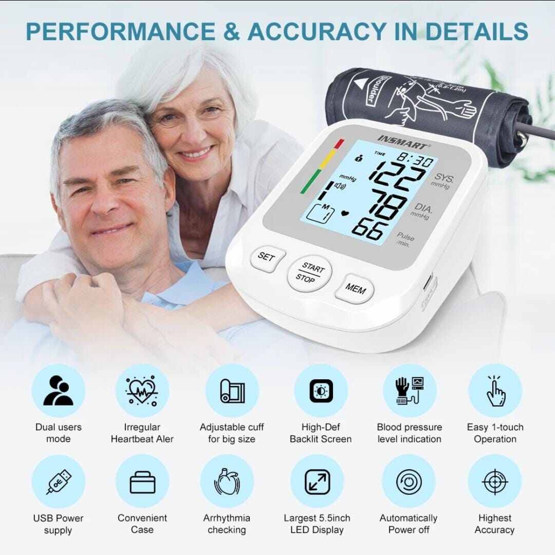 Picture of Renevo Fully Automatic Upper arm Digital Blood Pressure Monitor Apparatus and Testing Machine, Separate Cuff, LCD Display with USB Port with 5 year Warranty - Multicolor - Int: One size