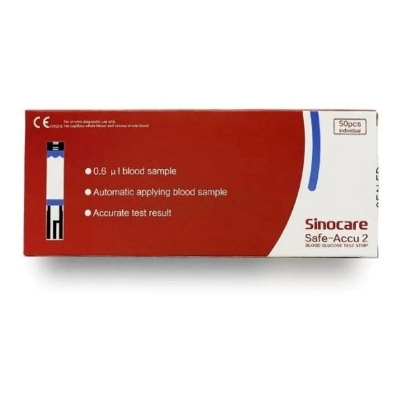 Picture of Safe-Accu 2 Sugar Check Blood Glucose Test Strips – 50 pcs - Multicolor - Int: One size