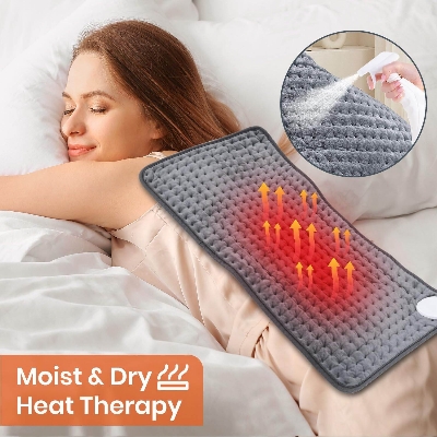 Picture of Heating Pad for Back Pain Relief, Heating Pad for Period Cramps with 9 Heat Settings & 4 Timers Auto-off, Machine Washable, Dry & Moist Heat, Soft Electric Heating Pad for Sore Muscles - 30X40 CM - Int: One size