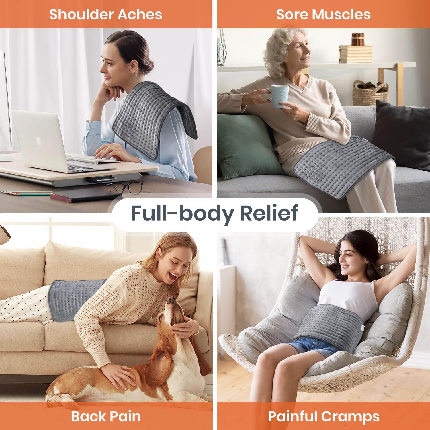 Picture of Heating Pad for Back Pain Relief, Heating Pad for Period Cramps with 9 Heat Settings & 4 Timers Auto-off, Machine Washable, Dry & Moist Heat, Soft Electric Heating Pad for Sore Muscles - 30X40 CM - Int: One size