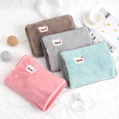 Picture of Cute Hot Water Bottle with Soft Cover，Portable Rechargeable Electric Hot Water Bag for Menstrual Cramps，Hot Compress Heating Pad,Plush Bear Hand Warmer（Winter Expressive Gift) - Multicolor - Int: One size