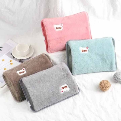 Picture of Cute Hot Water Bottle with Soft Cover，Portable Rechargeable Electric Hot Water Bag for Menstrual Cramps，Hot Compress Heating Pad,Plush Bear Hand Warmer（Winter Expressive Gift) - Multicolor - Int: One size