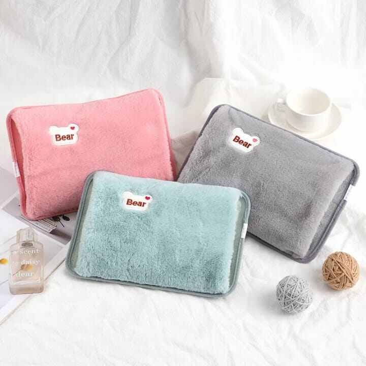 Picture of Cute Hot Water Bottle with Soft Cover，Portable Rechargeable Electric Hot Water Bag for Menstrual Cramps，Hot Compress Heating Pad,Plush Bear Hand Warmer（Winter Expressive Gift) - Multicolor - Int: One size