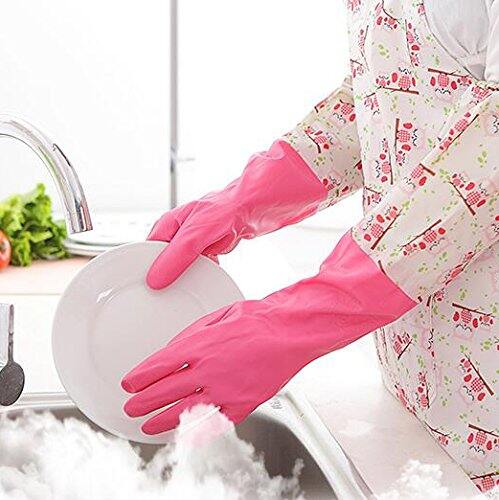 Picture of Reusable Waterproof Household Latex Hand Gloves for Kitchen Dish Washing Laundry Cleaning Gardening and Sanitation - Multicolor - Int: One size