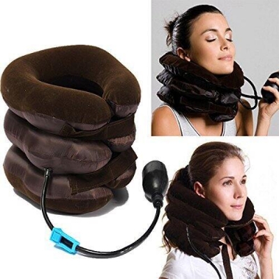 Picture of Neckline Pillow Pneumatic Air Bag 3 Tier Inflatable for Cervical Spine Neck Rest Support Massagers Pillow Neck Pillow for Back Pain, Sleeping Travel, Car seat - Multicolor - Int: One size