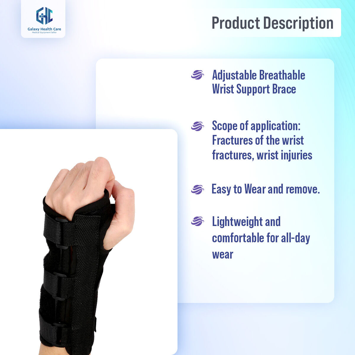 Picture of 1 Peace Professional Wrap Support Splint Band Balt Belt Carpal Tunnel'S Wrist Brace Sprion Prevention Wrap Protector - Black - Int: One size