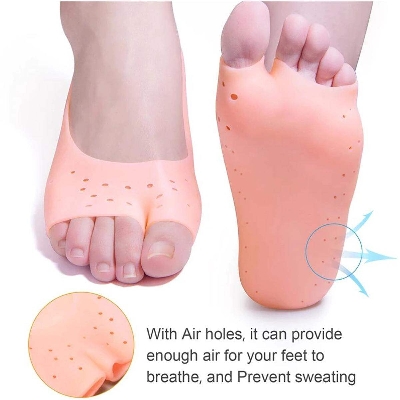 Picture of 2Pcs/Set Soft Silicone Moisturizing Gel Socks For Foot Care Protector Relieve Dry Cracked Peeling Heels Shoes Insole Pedicure - Beige - Int: One size