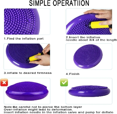 Picture of 33x33cm Inflatable Yoga Massage Ball Durable Universal Sports Gym Fitness Yoga Wobble Stability Balance Disc Massage Cushion Mat - Multicolor - Int: One size
