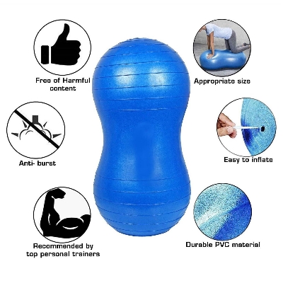 Picture of Peanut Ball Size 45x90 cm Shaped Swiss Stability Yoga Exercise Balance Ball for Kids Labor Birthing Physio Therapy Fitness Gym Workout Exercise Ball - Multicolor - Int: One size