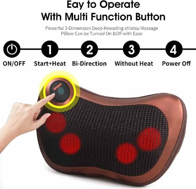 Picture of Massage Pillow Shiatsu Neck & Back Massager With Heat Neck And Shoulder Massager With 3D Deep Tissue Kneading Massager - Multicolor - Int: One size