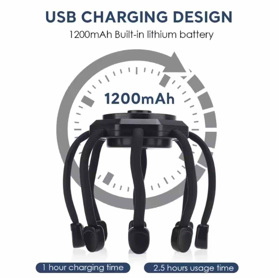 Picture of Electric Head Massager for Stress Relief, Scalp Massage, Physiotherapy Claw, Decompression Head Scratcher, Improve Sleep - Black - Int: One size