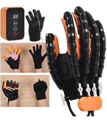 Picture of Rehabilitation Robot Glove for Stroke Patient, Hand Stroke Recovery Equipment with Portable Belt, USB Chargeable Fingers Strength Training Device for Hemiplegia, Adjustable Speed and Strength - Int: One size