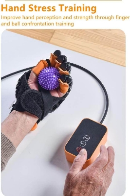Picture of Rehabilitation Robot Glove for Stroke Patient, Hand Stroke Recovery Equipment with Portable Belt, USB Chargeable Fingers Strength Training Device for Hemiplegia, Adjustable Speed and Strength - Int: One size