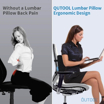 Picture of Lumbar Support Pillow for Office Chair, Memory Foam Office Chair Back Support,Lower Back Pillow for Car Seat, Back Pain Relief, Back Pillow for Chair with Adjustable Strap - Multicolor - Int: One size