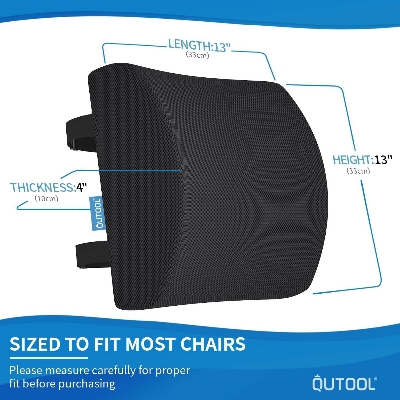 Picture of Lumbar Support Pillow for Office Chair, Memory Foam Office Chair Back Support,Lower Back Pillow for Car Seat, Back Pain Relief, Back Pillow for Chair with Adjustable Strap - Multicolor - Int: One size
