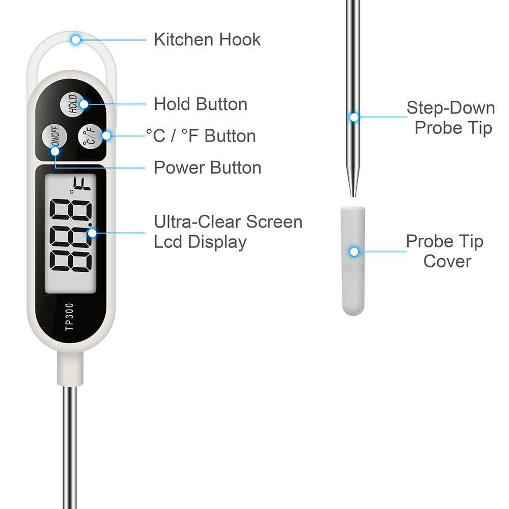 Picture of Digital Kitchen Food Thermometer TP300 Water Oil Thermometer for Meat Cooking Food Probe BBQ Electronic Oven Kitchen Tools - Multicolor - Int: One size