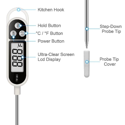 Picture of Digital Kitchen Food Thermometer TP300 Water Oil Thermometer for Meat Cooking Food Probe BBQ Electronic Oven Kitchen Tools - Multicolor - Int: One size