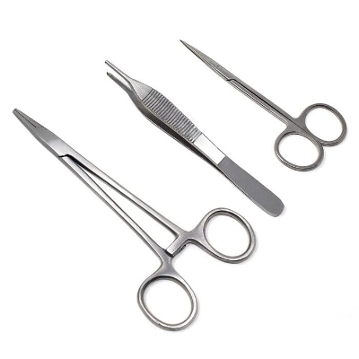Picture of Surgical Instrument Suturing Set Of 3 Pieces(needle holder,dissecting forceps and iris Scissor) - Silver - Int: One size