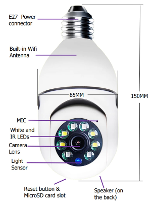 Picture of High Quality Bulb System 360 Degree IP Camera V380 HD WiFi Robot Wireless Mini CC Camera IP Webcam , Security Cam Patch Socket Free