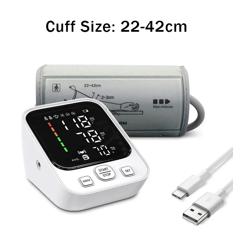 Picture of LED Big Display Blood Pressure Monitor USB Portable Automatic Digital sphygmomanometer heart rate Monitoring BP Monitor - White - Int: One size