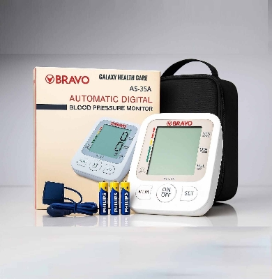 Picture of BRAVO Fully Automatic Upper arm Digital Blood Pressure Monitor Apparatus and Testing Machine, Separate Cuff, LCD Display with USB Port with 5 year Warranty - Multicolor - Int: One size
