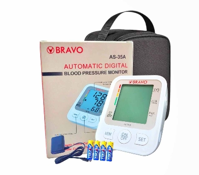 Picture of BRAVO Fully Automatic Upper arm Digital Blood Pressure Monitor Apparatus and Testing Machine, Separate Cuff, LCD Display with USB Port with 5 year Warranty - Multicolor - Int: One size