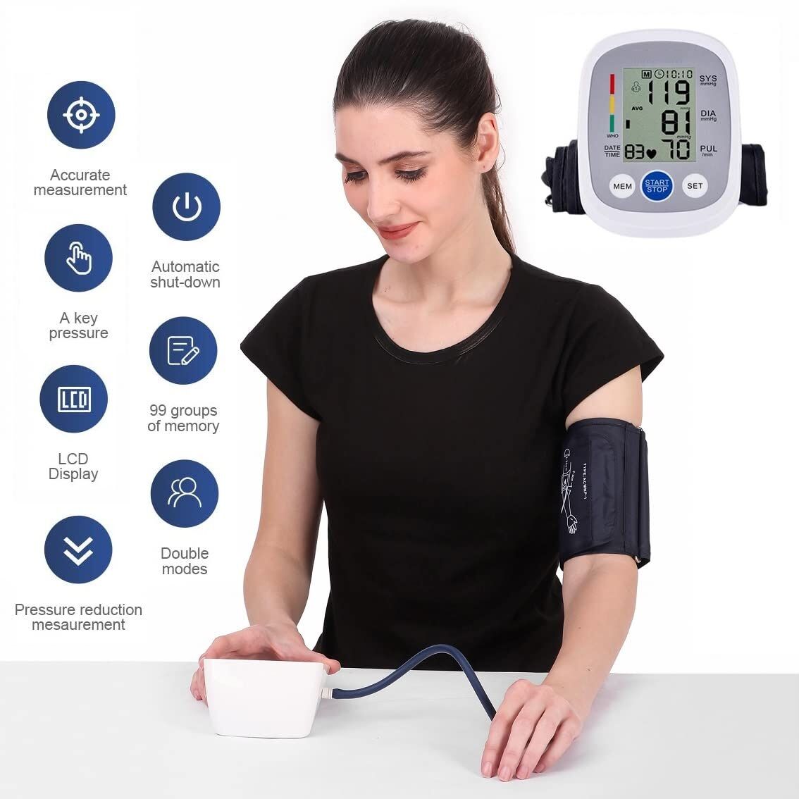 Picture of COMFORT Homely CPort BP Monitor Automatic Accurate Digital Blood Pressure Checking Machine Upper Arm Portable BP Machine (White, Silver) - Multicolor - Int: One size
