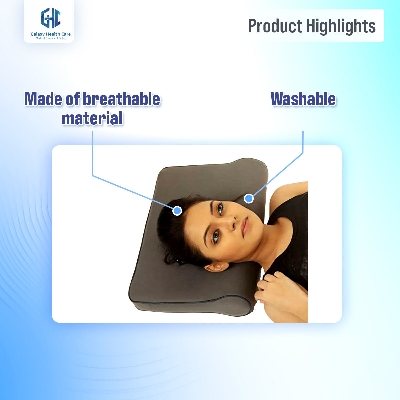 Picture of grey Cervical Pillow Spondylosis Neck & Back Pain Support - Int: One size