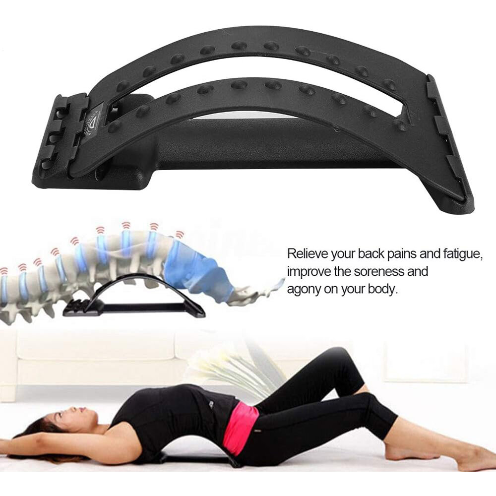 Picture of Lumbar Back Pain Relief Device, Lumbar Back Stretcher, for Lower and Upper Back Massager and Support,Lumbar Support for Office Chair (BACK TOOL, Black) - Black - Int: One size
