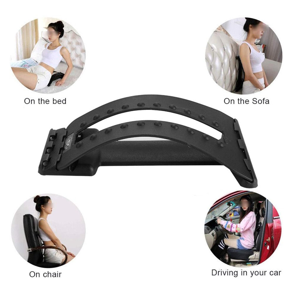 Picture of Lumbar Back Pain Relief Device, Lumbar Back Stretcher, for Lower and Upper Back Massager and Support,Lumbar Support for Office Chair (BACK TOOL, Black) - Black - Int: One size