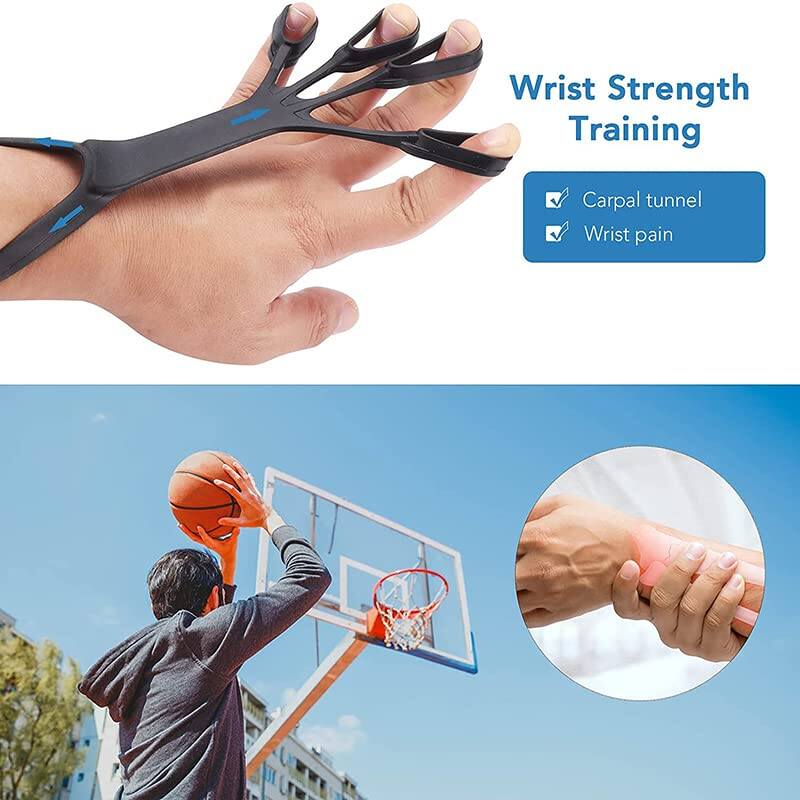 Picture of Silicone Grip Device Finger Exercise Stretcher Arthritis Hand Grip Trainer Strengthen Rehabilitation Training To Relieve Pain - Hand Grip - Light Ash - Int: One size