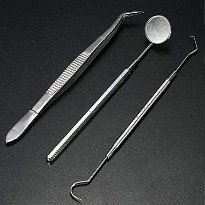 Picture of Professional 3 Piece Stainless Steel Dental Instruments Mouth Mirror - Light blue - Int: One size