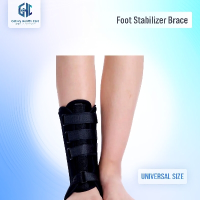 Picture of Foot Stabilizer Brace - Ankle Fixation Joint External Ankle Fracture Treatment Support - Black - Int: One size