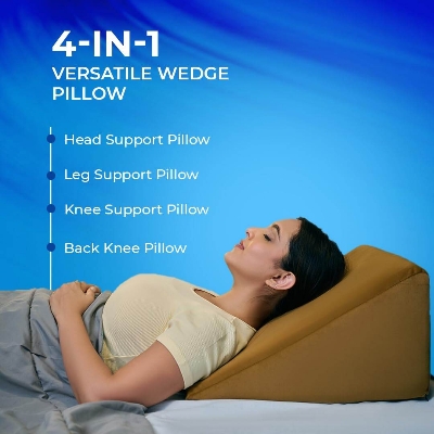 Picture of Foam Wedge Pillow for Neck & Back Pain Relief (Wedge Pillow, Golden) GALAXY HEALTH CARE - Grey - Int: One size