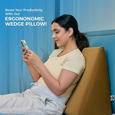 Picture of Foam Wedge Pillow for Neck & Back Pain Relief (Wedge Pillow, Golden) GALAXY HEALTH CARE - Grey - Int: One size