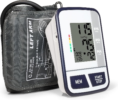 Picture of Blood Pressure Monitor Digital Upper Arm Blood Pressure Machine for Indoor/Outdoor Use with 120 Reading Memory Quick & Easy BP Machine Adjustable Arm Cuff 8.6"- 14.2" Large LCD Display - Multicolor - Int: One size