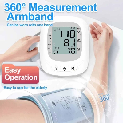 Picture of 2 Years Garranty Blood Pressure Monitor Fully Automatic Digital Large Display And Adjustable Arm-Cuff Comes - Multicolor - Int: One size
