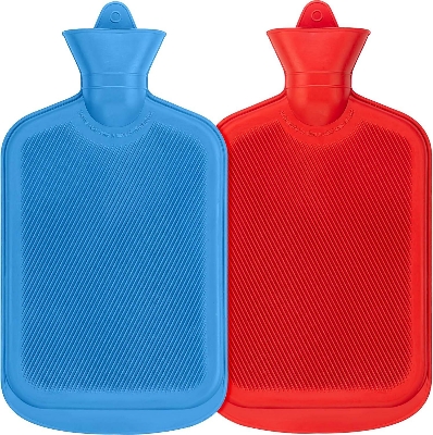 Picture of [2 Pack] Hot Water Bottles, 2L (68oz) Natural Rubber -BPA Free- Durable Large Hot Water Bag for Hot Compress and Heat Therapy, Pain Relief Heating Pad, (Random Colors) - Int: One size