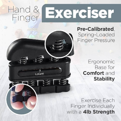 Picture of Finger Strengthener - Finger Exerciser for Forearm and Hand Strengthener - Hand Grip Workout Equipment for Musician, Rock Climbing and Therapy - Black - Int: One size