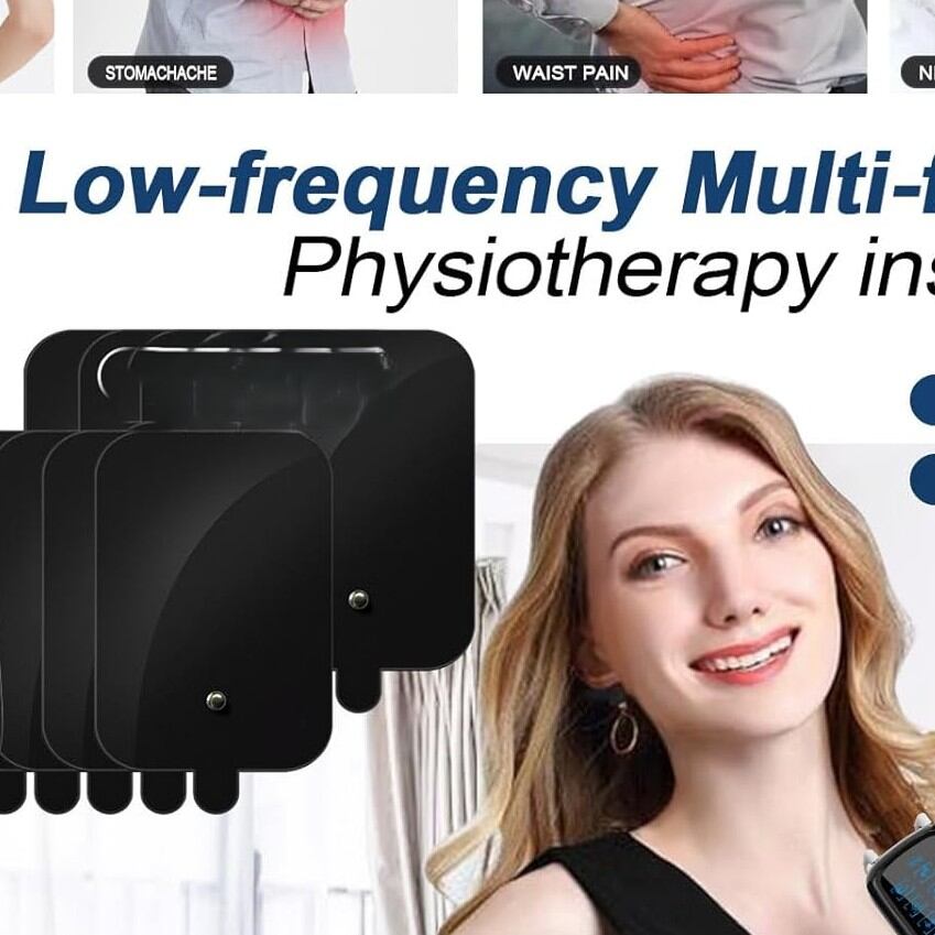 Picture of Dual Channel TENS Unit for Pain Relief Rechargeable Electronic Pluse Muscle Stimulator Massager Low-Frequency Multi-Function Physiotherapy Instrument with 10pcs Electrode Pads - Black - Int: One size