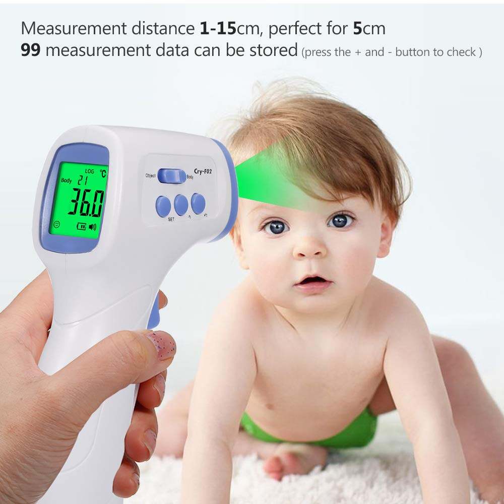 Picture of Digital Infrared Thermometer Temperature Gauge Object Non Contact Temperature Measurement Device 4 Setting Modes 99 Memories ℃ and ℉ - White - Int: One size
