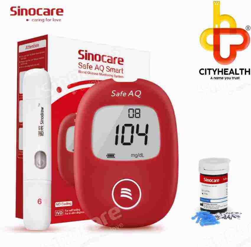 Picture of Safe AQ Smart 25 Blood Glucose Test Strips with Lancets Needles of for Diabetic Blood Sugar Detection Glucometer - Red - Int: One size