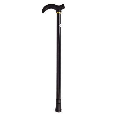 Picture of High Quality Telescopic Walking Stick Cane Hiking Rubber Tips 6 Grade Alpenstock for Elderly Aluminium Body Climbing Equipment - Black - Int: One size