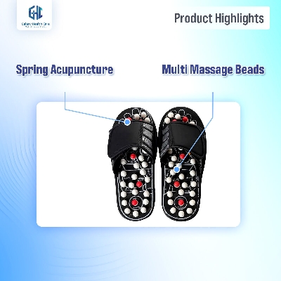 Picture of Spring Acupressure and Magnetic Therapy Accu Paduka Slippers for Full Body Blood Circulation Natural Leg Foot Massager Slippers For Men and Women ( Unisex ) - Black - Int: One size