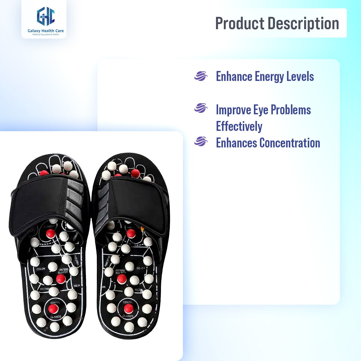 Picture of Spring Acupressure and Magnetic Therapy Accu Paduka Slippers for Full Body Blood Circulation Natural Leg Foot Massager Slippers For Men and Women ( Unisex ) - Black - Int: One size
